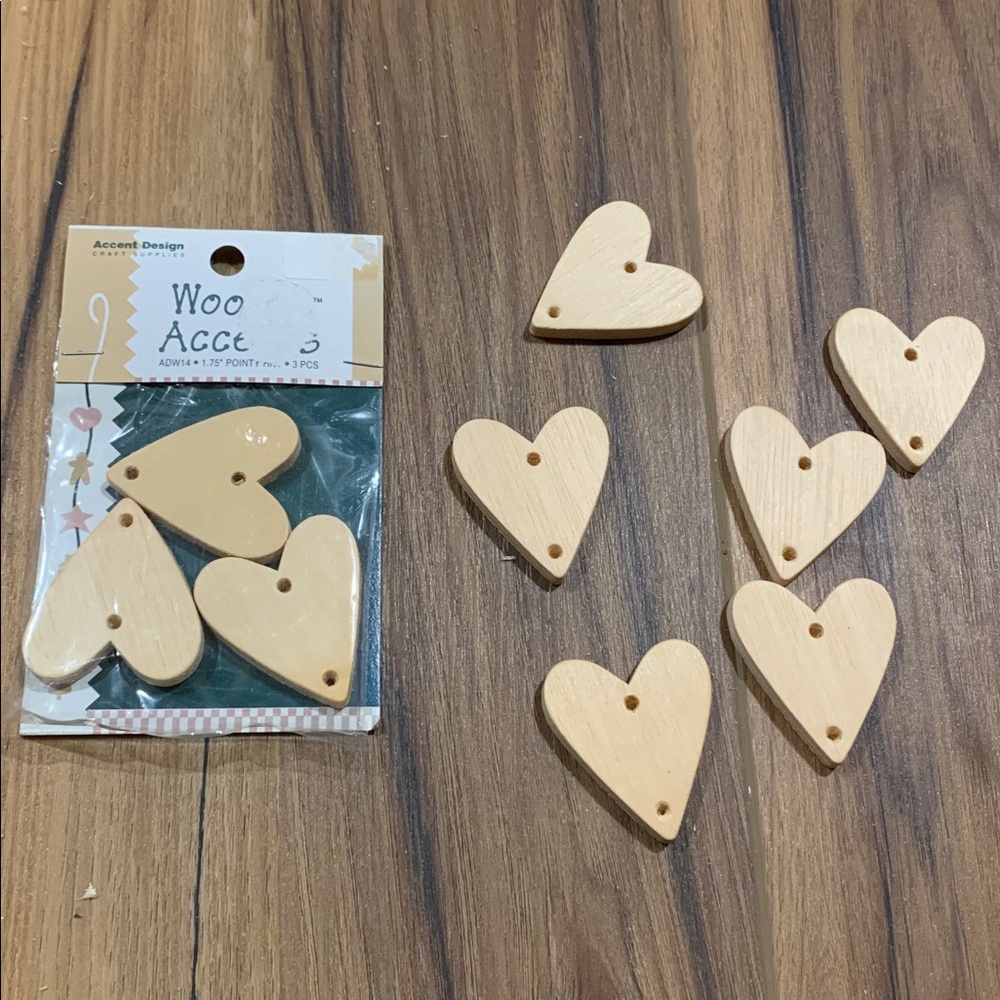 Vintage Wooden 1.5” crafting hearts of wood for creating garlands or ornaments